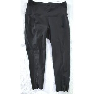 Lululemon Fast and Free High-Rise Crop 23 Nulux Black Leggings Pockets Size 6
